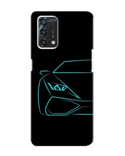 Чехол для OPPO A95 с картинкой «Голубой силуэт Lamborghini»