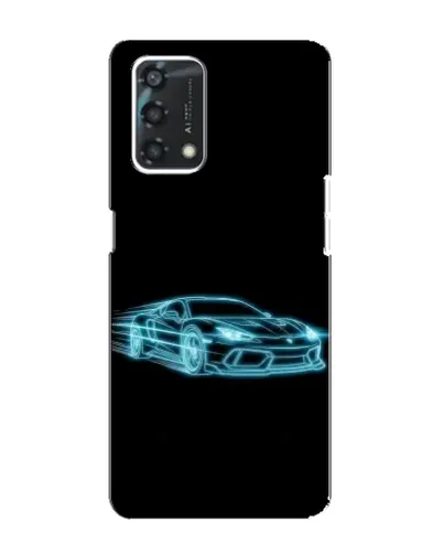 Чехол для OPPO A95 с картинкой «Неоновый контур Lamborghini»