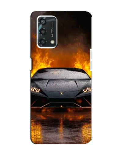 Чехол для OPPO A95 с картинкой «Lamborghini в огне»