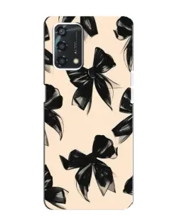 Чехол для OPPO A95 с картинкой «Паттерн черные банты»