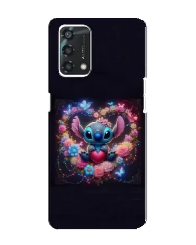 Чехол для OPPO A95 с картинкой «Stitch в цветах»