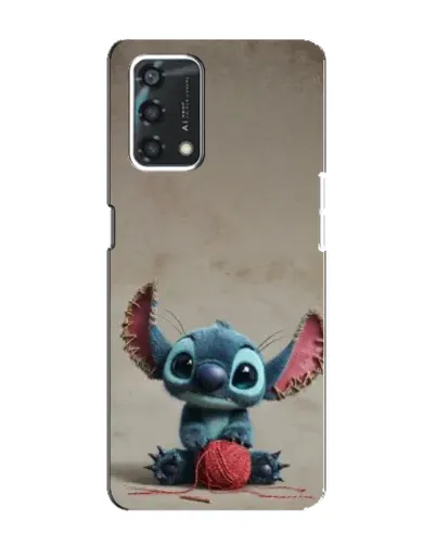 Чехол для OPPO A95 с картинкой «Стич на коричневом фоне»