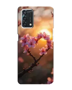 Чохол для OPPO A95 з картинкою «Рожевий цвіт  сердечко на тлі заходу»