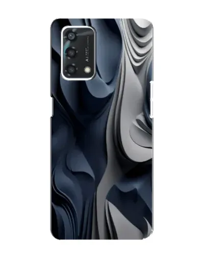 Чехол для OPPO A95 с картинкой «Объемные синие складки»