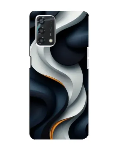 Чехол для OPPO A95 с картинкой «Объемные черно-белые ленты»