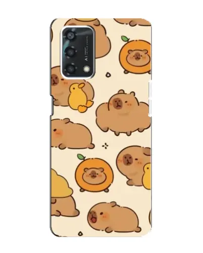 Чехол для OPPO A95 с картинкой «Капибары с апельсинами»