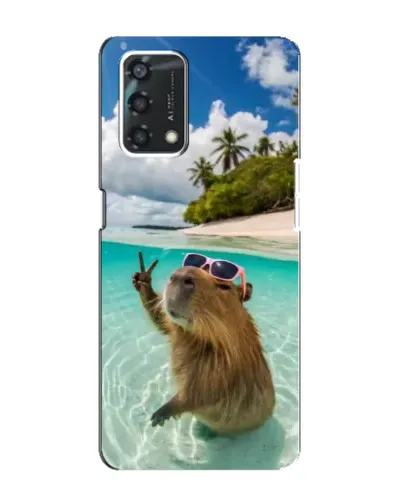 Чехол для OPPO A95 с картинкой «Капибара на море»