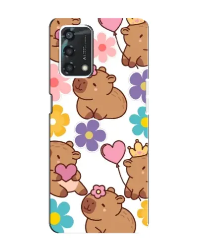 Чехол для OPPO A95 с картинкой «Цветочный паттерн капибар»