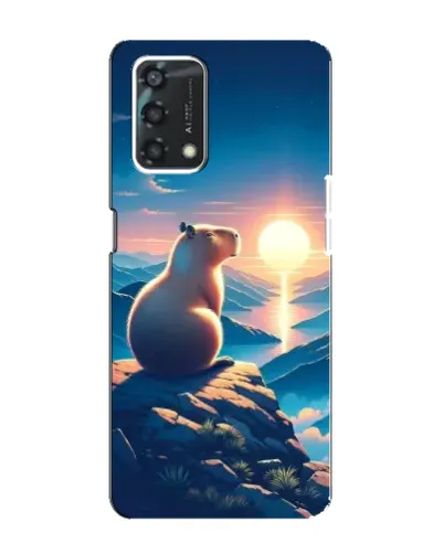 Чехол для OPPO A95 с картинкой «Закат солнца с капибарой»