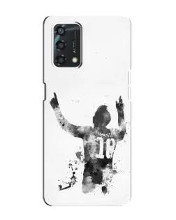 Чехол для OPPO A95 с картинкой «Черно-белый силуэт Месси»