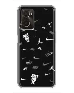 Чехол для OPPO A96 с картинкой «Nike Black Pattern»