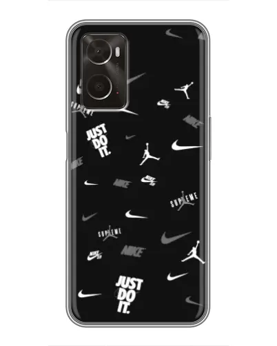 Чехол для OPPO A96 с картинкой «Nike Black Pattern» Чехол для OPPO A96 с картинкой «Nike Black Pattern»