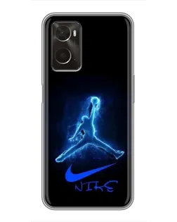 Чехол для OPPO A96 с картинкой «Jordan Neon Blue»