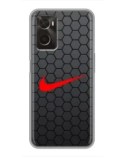 Чехол для OPPO A96 с картинкой «Nike — карбоновая сетка»