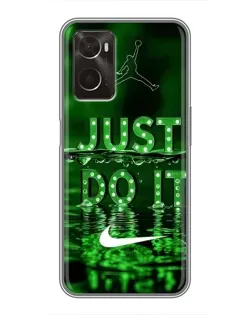 Чехол для OPPO A96 с картинкой «Зеленый неоновый Nike»
