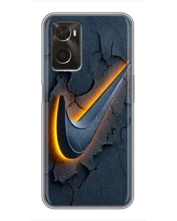 Чехол для OPPO A96 с картинкой «Объемный логотип Найк»