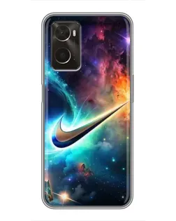 Чехол для OPPO A96 с картинкой «Космический Nike Swoosh»