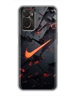 Чехол для OPPO A96 с картинкой «Nike — эффект разломов»
