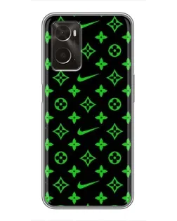 Чехол для OPPO A96 с картинкой «Неоновый принт LV»