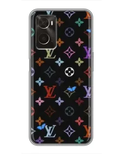 Чехол для OPPO A96 с картинкой «Цветная монограмма LV»