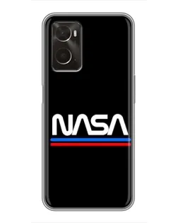 Чехол для OPPO A96 с картинкой «NASA — классика Red Blue»