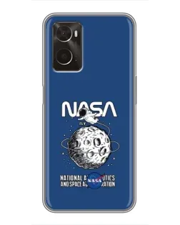 Чехол для OPPO A96 с картинкой «NASA — лунная миссия»