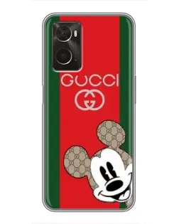 Чехол для OPPO A96 с картинкой «Gucci — полосы и Микки»