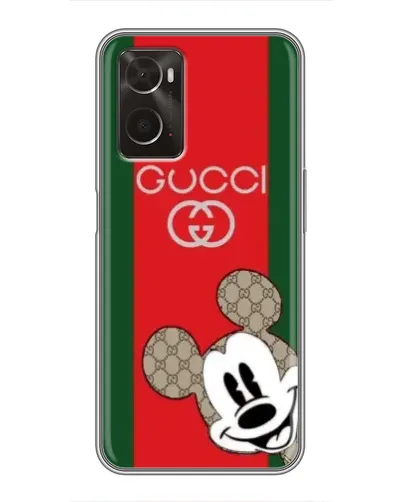 Чехол для OPPO A96 с картинкой «Gucci — полосы и Микки»