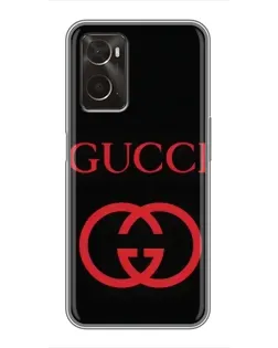 Чехол для OPPO A96 с картинкой «Gucci — красный логотип»