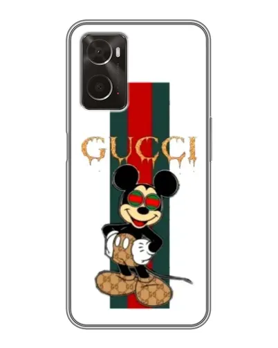 Чехол для OPPO A96 с картинкой «Микки Маус Gucci — полосы»