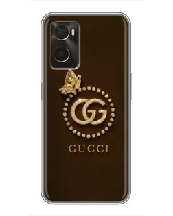 Чехол для OPPO A96 с картинкой «Gucci — золотая бабочка»