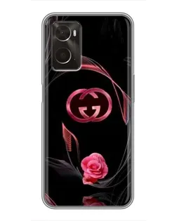 Чехол для OPPO A96 с картинкой «Gucci — неоновая роза»