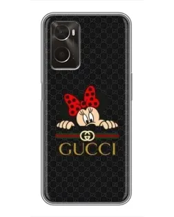 Чехол для OPPO A96 с картинкой «Минни Маус Gucci — черный»