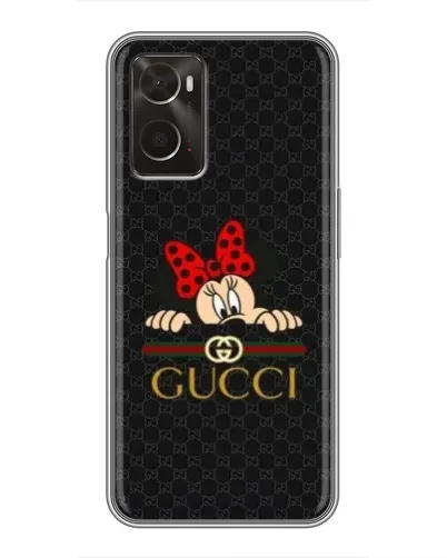 Чехол для OPPO A96 с картинкой «Минни Маус Gucci — черный»