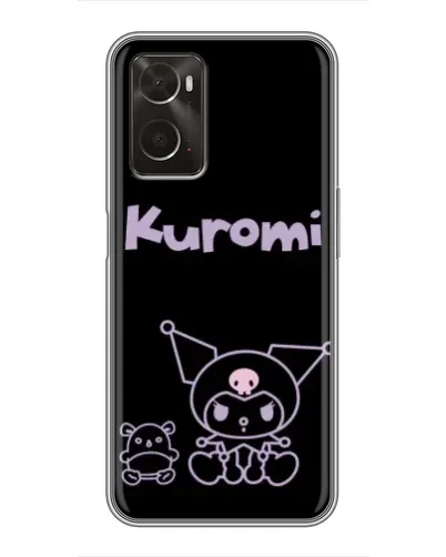 Чехол для OPPO A96 с картинкой «Kuromi — черный минимализм»