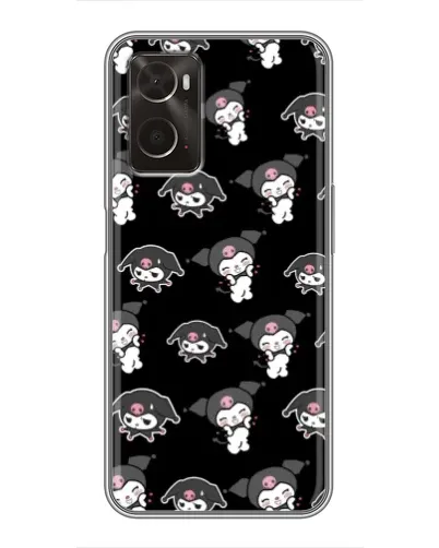 Чехол для OPPO A96 с картинкой «Черный паттерн Kuromi»