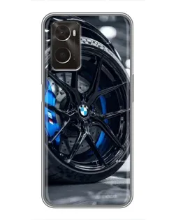 Чехол для OPPO A96 с картинкой «Колесо BMW вблизи»
