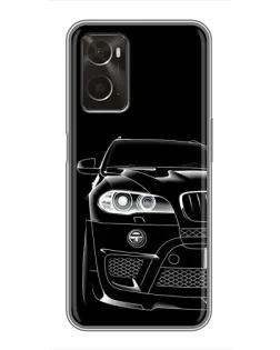 Чехол для OPPO A96 с картинкой «Темный силуэт BMW»
