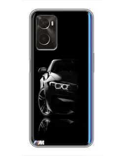Чехол для OPPO A96 с картинкой «Силуэт BMW в темноте»