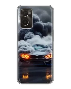 Чехол для OPPO A96 с картинкой «BMW в дыму»