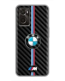 Чехол для OPPO A96 с картинкой «Эмблема BMW и карбон»
