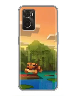 Чохол для OPPO A96 з картинкою «Майнкрафт захід сонця»