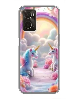 Чохол для OPPO A96 з картинкою «Веселка і єдинороги»