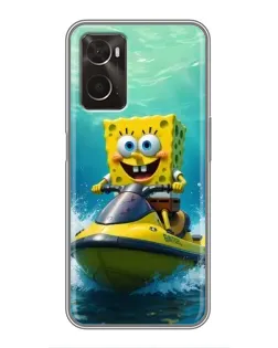 Чохол для OPPO A96 з картинкою «Спанч Боб на гідроциклі»
