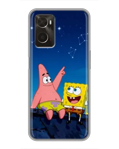 Чохол для OPPO A96 з картинкою «Губка Боб та Патрік вночі»