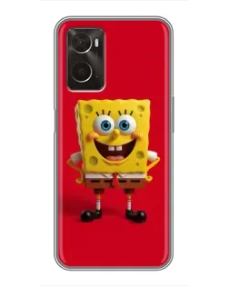 Чохол для OPPO A96 з картинкою «Спанч Боб на червоному»