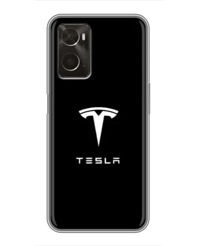 Чехол для OPPO A96 с картинкой «Tesla White Logo»