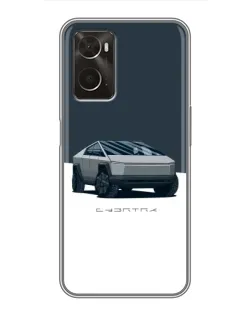Чехол для OPPO A96 с картинкой «Серебристый Cybertruck Tesla»