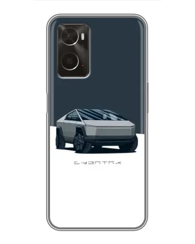 Чехол для OPPO A96 с картинкой «Серебристый Cybertruck Tesla»