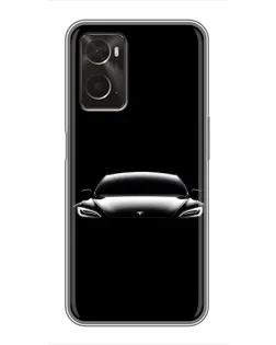 Чехол для OPPO A96 с картинкой «Фары Tesla Night»